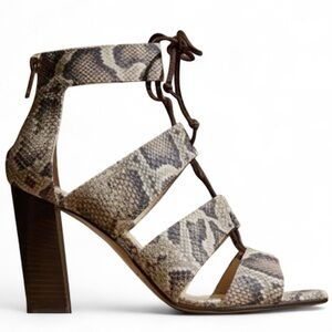 Banana Republic Python-Print Leather Block Heel Gladiator Sandals – Size 8